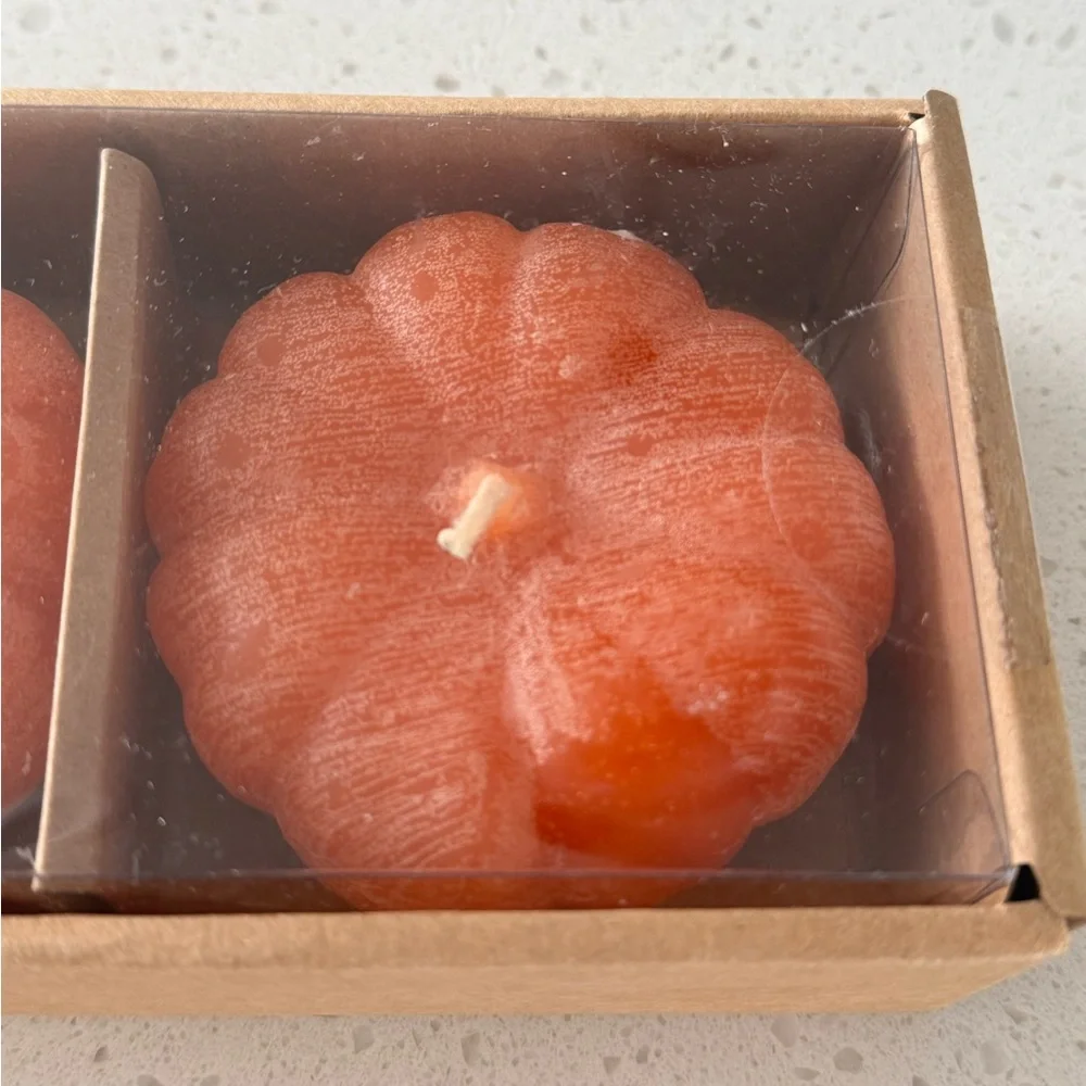 New! Crate&Barrel Pumpkin-Shaped Candles Set of 3